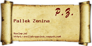 Pallek Zenina névjegykártya